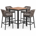 Set da giardino 5 pezzi con tavolo alto 90 × 90 × 100 cm e 4 sedie 58 × 60 × 105 cm, nero, marrone e grigio