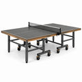 Tavolo da ping pong pieghevole da interno nero e marrone 274 × 152,5 × 76 cm con ruote e rete