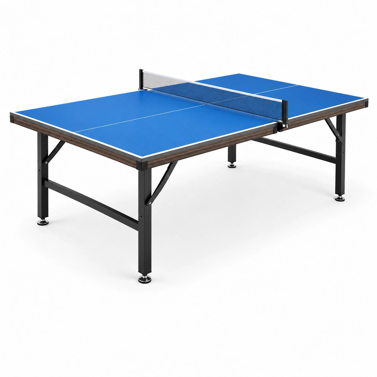 Tavolo da ping pong per interni 274 × 152,5 × 76 cm, blu, nero e bianco, con rete e piedini regolabili