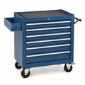 Carrello portautensili blu in acciaio con 6 cassetti, 4 ruote e serratura, 77 × 48 × 90 cm