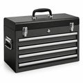 Cassettiera portautensili portatile in acciaio nero e argento, 52 × 26 × 40 cm, con 4 cassetti