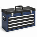 Cassetta portautensili in acciaio blu, nero e argento, 66 × 30 × 49 cm, con 4 cassetti e serratura