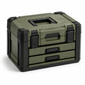 Cassetta portautensili con vano superiore e 2 cassetti, 55 × 35 × 40 cm, verde oliva e nera