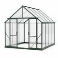 Serra da giardino in alluminio verde e policarbonato trasparente con doppia porta scorrevole, 250 × 190 × 195 cm