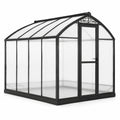 Serra da giardino 242 × 190 × 195 cm in alluminio nero con pannelli traslucidi, porta e lucernario