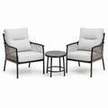 Set da giardino 3 pezzi con 2 poltrone 70 × 75 × 85 cm e tavolino rotondo Ø 50 × 45 cm, nero, grigio chiaro e tortora