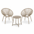 Set da giardino da 3 pezzi con 2 poltrone 73 × 76 × 86 cm e tavolino rotondo Ø 55 × 45 cm, beige e tortora