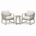 Set da giardino beige e crema con 2 poltrone 70 × 75 × 80 cm e tavolino Ø 50 × 50 cm