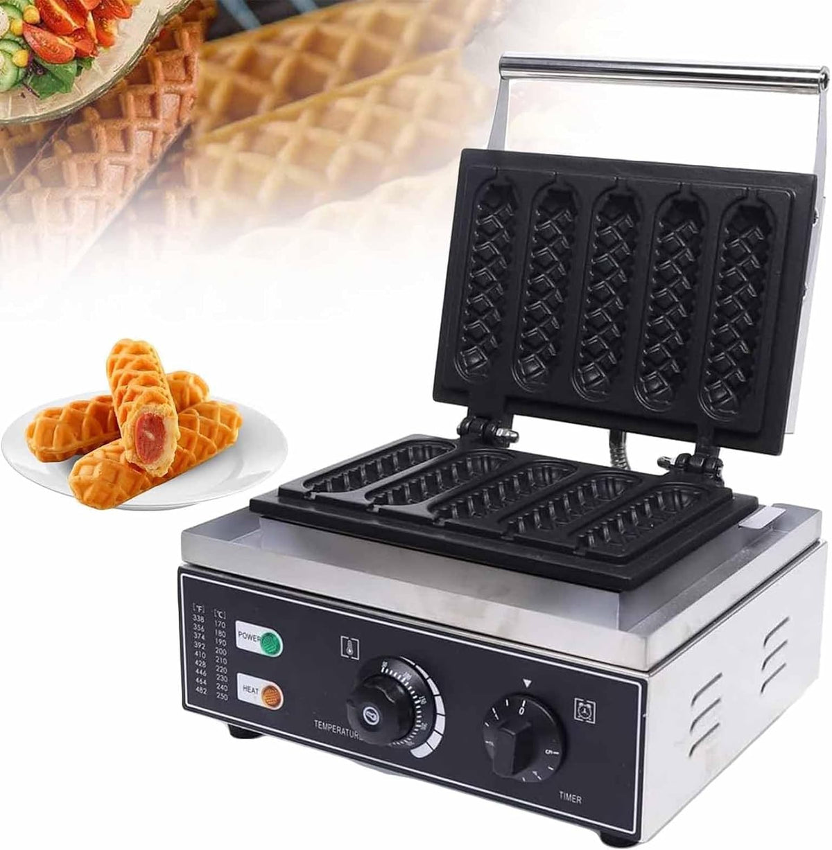Aparatura do hot dogów, ERICAT, 1550 W, 38,5x27,5x22,5 cm, 110 V, Czarny, stal nierdzewna