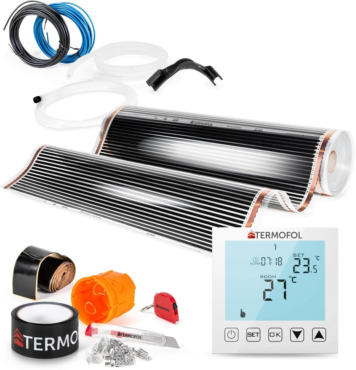 Termofol, Ogrzewanie naziemne, 60 W, 230 V, 14 m, Czarny
