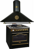 Kaiser, Okap kuchenny, 90 cm, 115 l, 4,5 kW, Czarny/Złoty, stal nierdzewna, samoczyszczenie, funkcja grilla