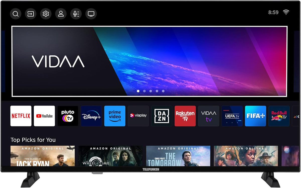 TELEFUNKEN, Telewizor Smart TV, QF40VP750S, 102 cm, Czarny, oświetlenie LED, USB, Wi-Fi, pilot zdalnego sterowania