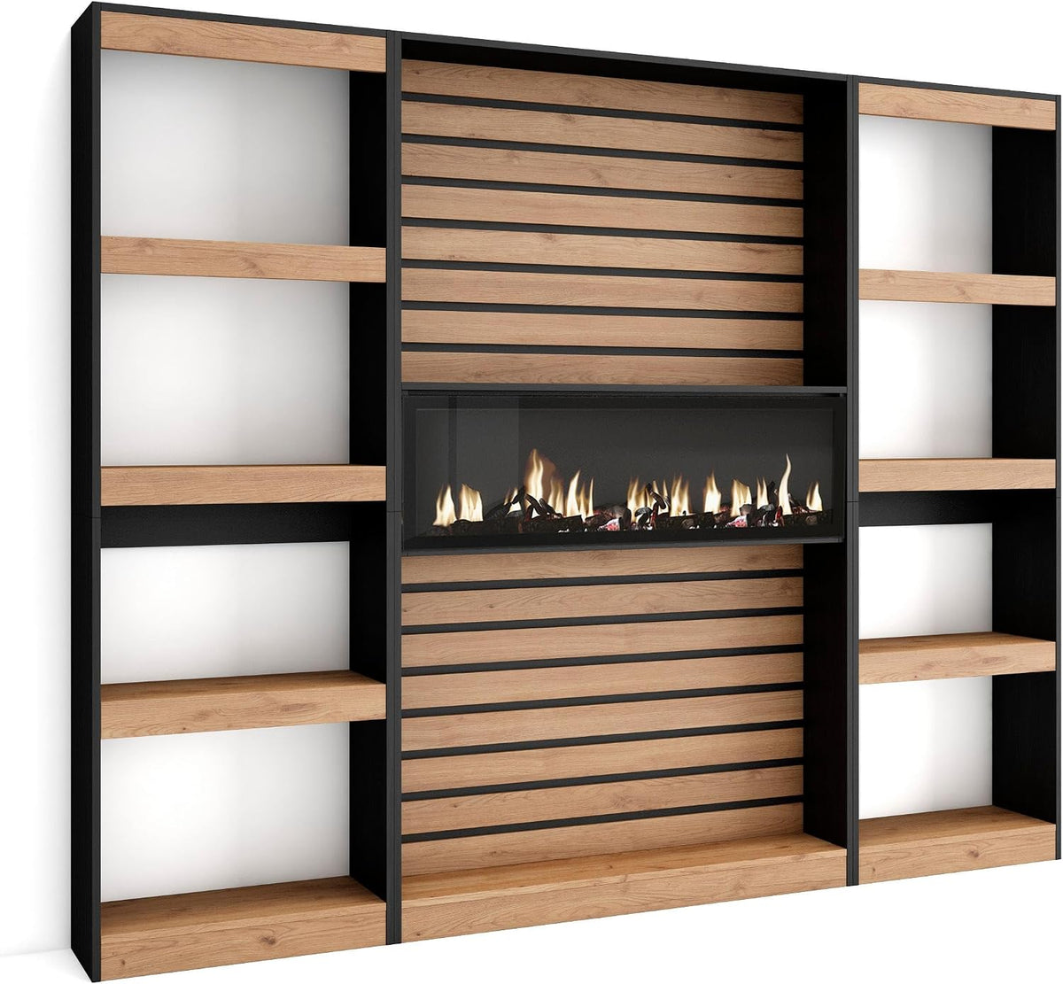 Biurko, Skraut Home, 230x186x25 cm, Czarny, oświetlenie LED