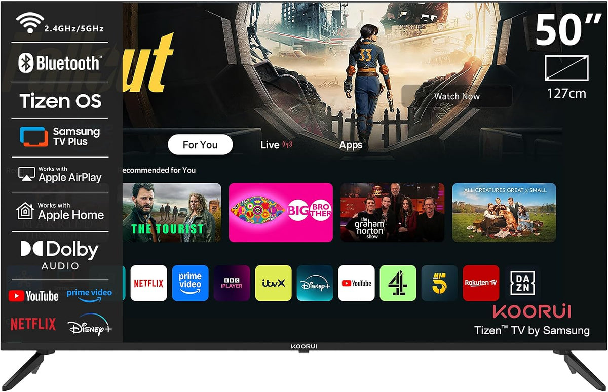 KOORUI, Telewizor Smart TV, K50Q1UQ, 50 cali, Czarny, Bluetooth, Wi-Fi