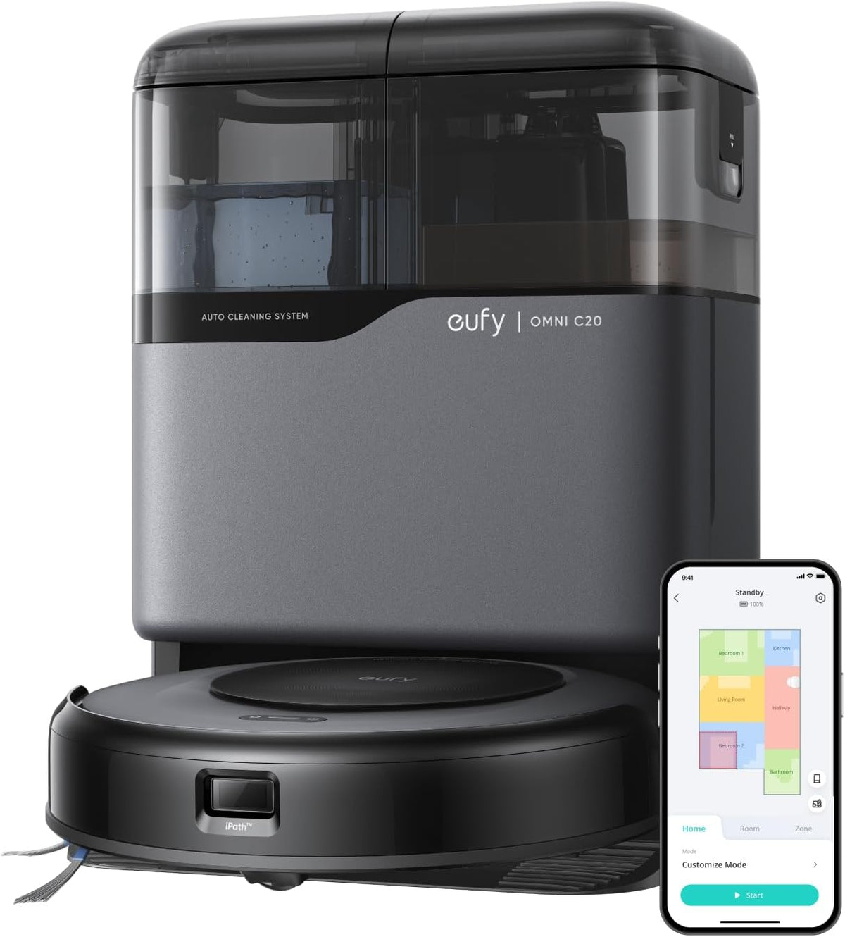 eufy, Robot sprzątający, C20, 5 cm, 2,5 l, Czarny, oświetlenie LED