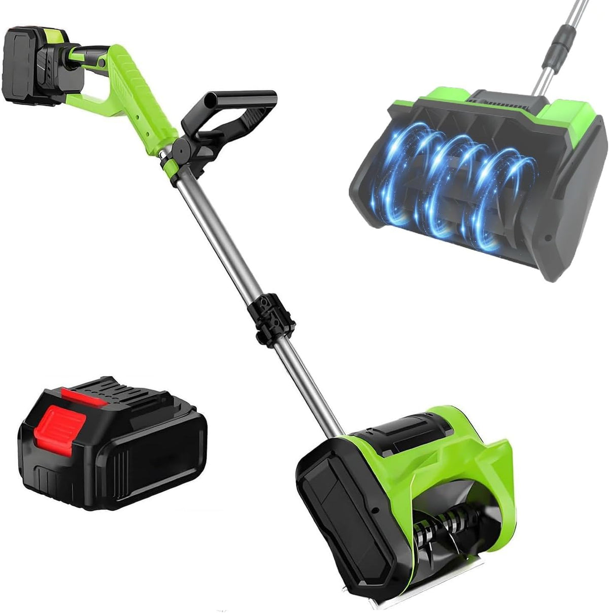 Odśnieżarki, 1200 W, 22,6 cm, 2800 obr./min, Zielony/Czarny/Srebrny, składana konstrukcja, praca bezprzewodowa