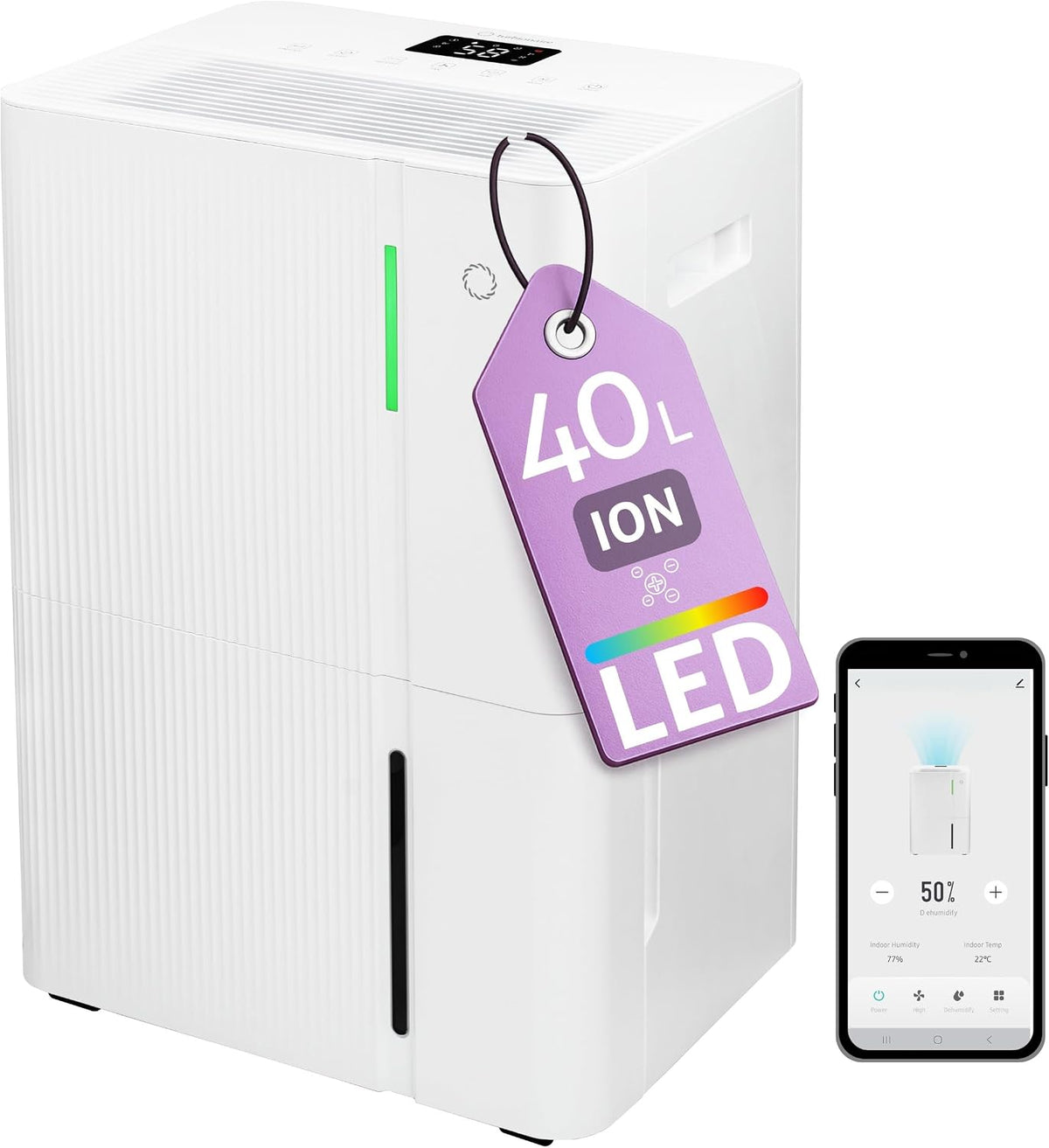 Osuszacz powietrza, Turbionaire, 5.3 l, 85 m, Biały, Wi-Fi