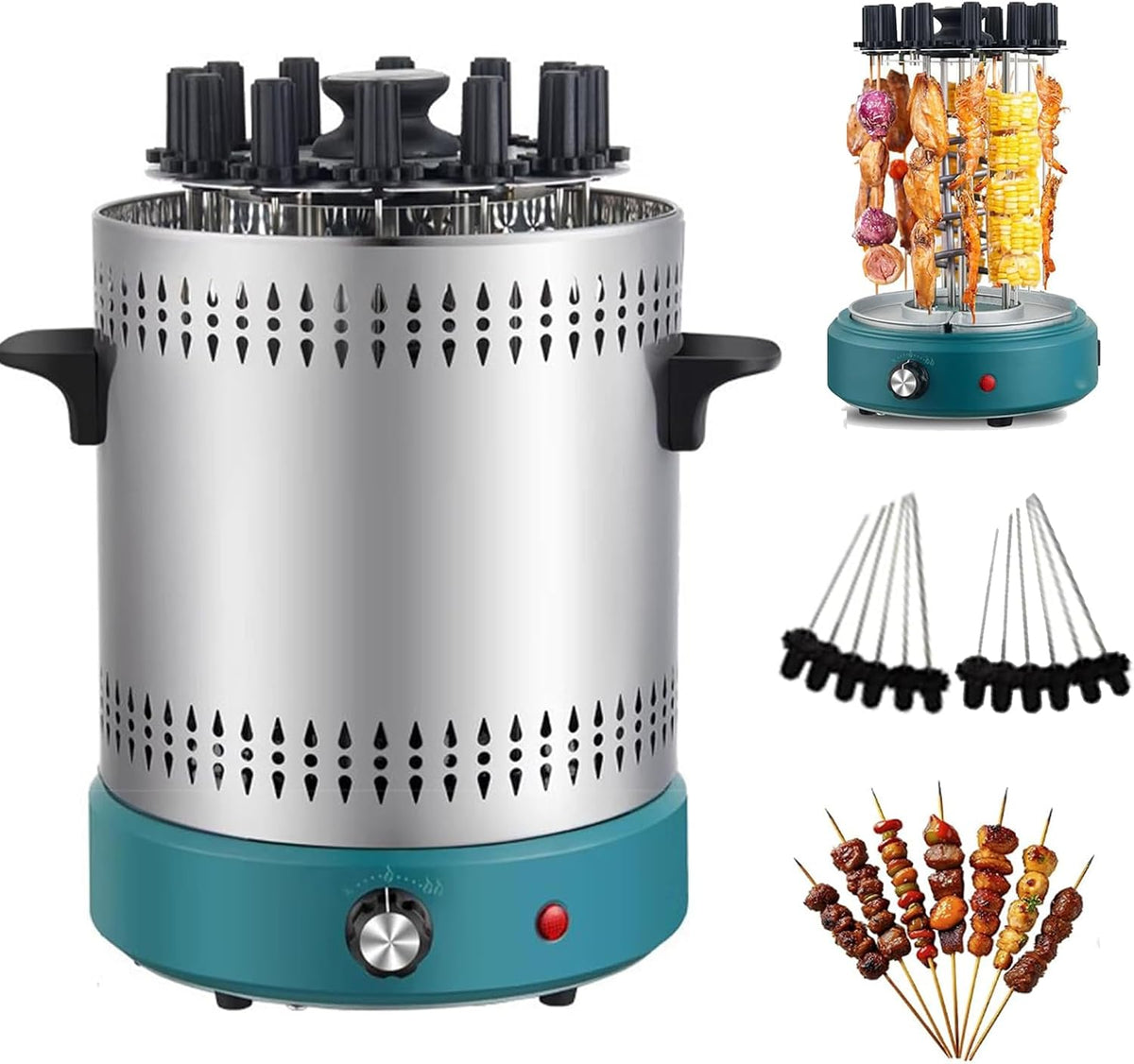 Grill elektryczny, 248 mm, Czarny, stal nierdzewna, funkcja grilla