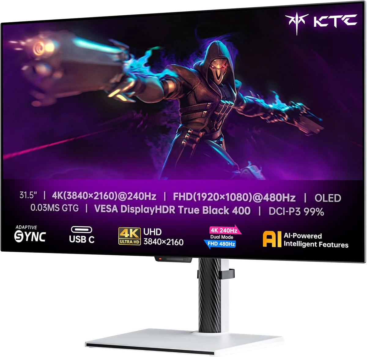 Monitory komputerowe, 1080P, KTC, 32 cali, 65 W, Czarny, USB