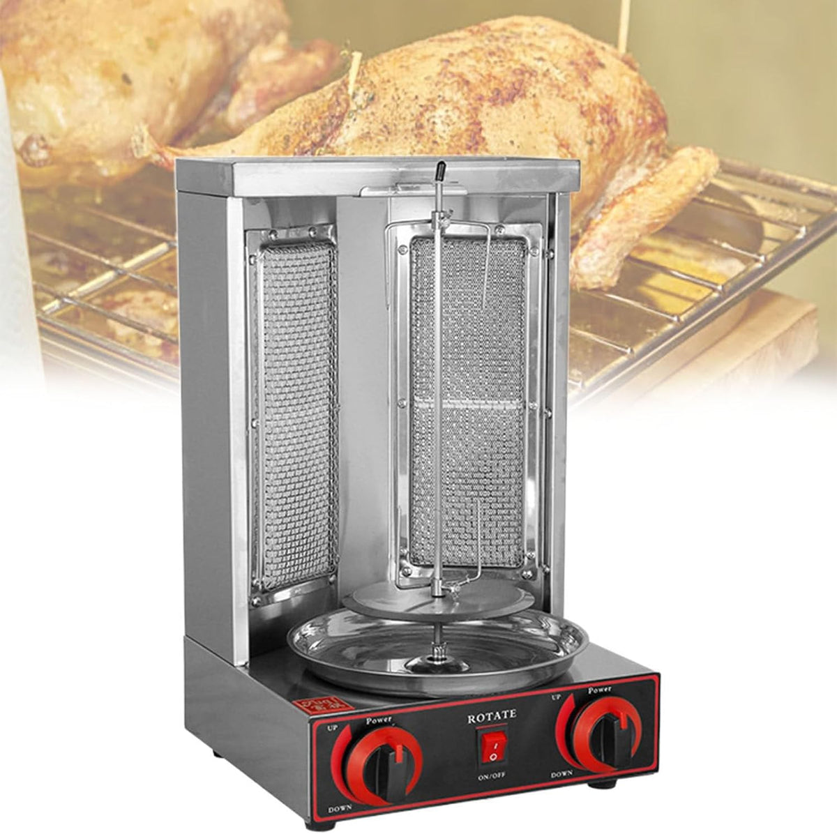 Stół, 3000 W, 300 x 300 x 490 mm, 110 V, Srebrny, stal nierdzewna, funkcja grilla