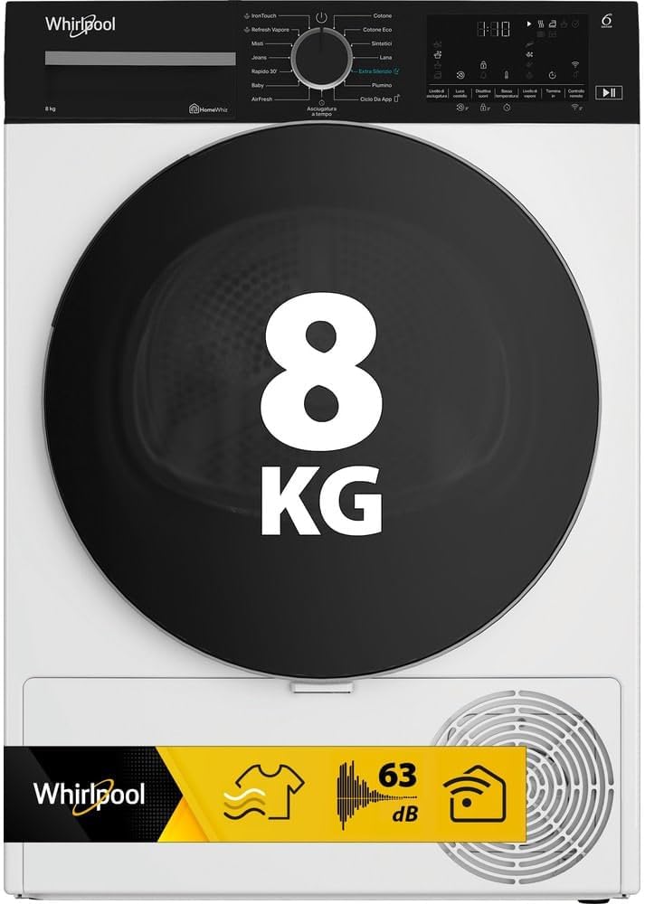Whirlpool, Suszarki z pompą ciepła, 84M, 84 M, 8 KG, Czarny