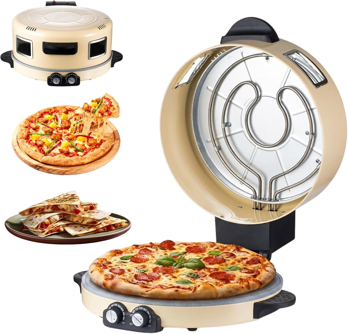 Piec do pizzy, 40 cm, 2200 W, Czarny / Srebrny, składana konstrukcja