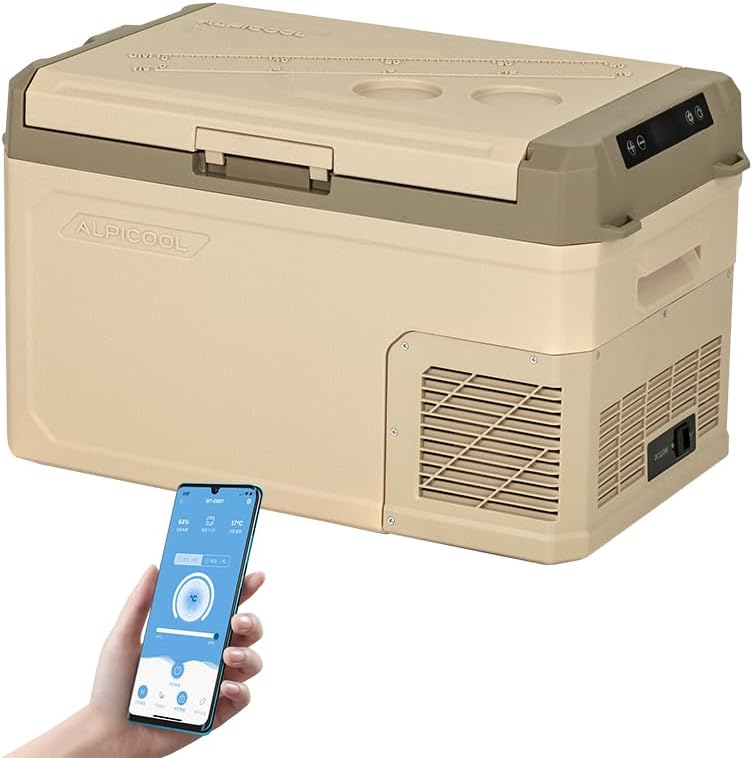 Lodówka, GE30, Alpicool, 30 L, 24 V, Beżowy/Brązowy