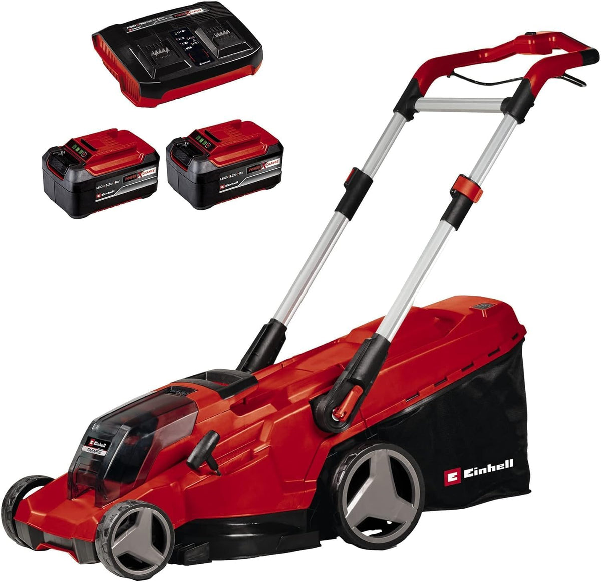 Einhell, Kosiarki rotacyjne, 36 V, 42 cm, 50 l, Czerwony/Czarny/Srebrny, składana konstrukcja, praca bezprzewodowa