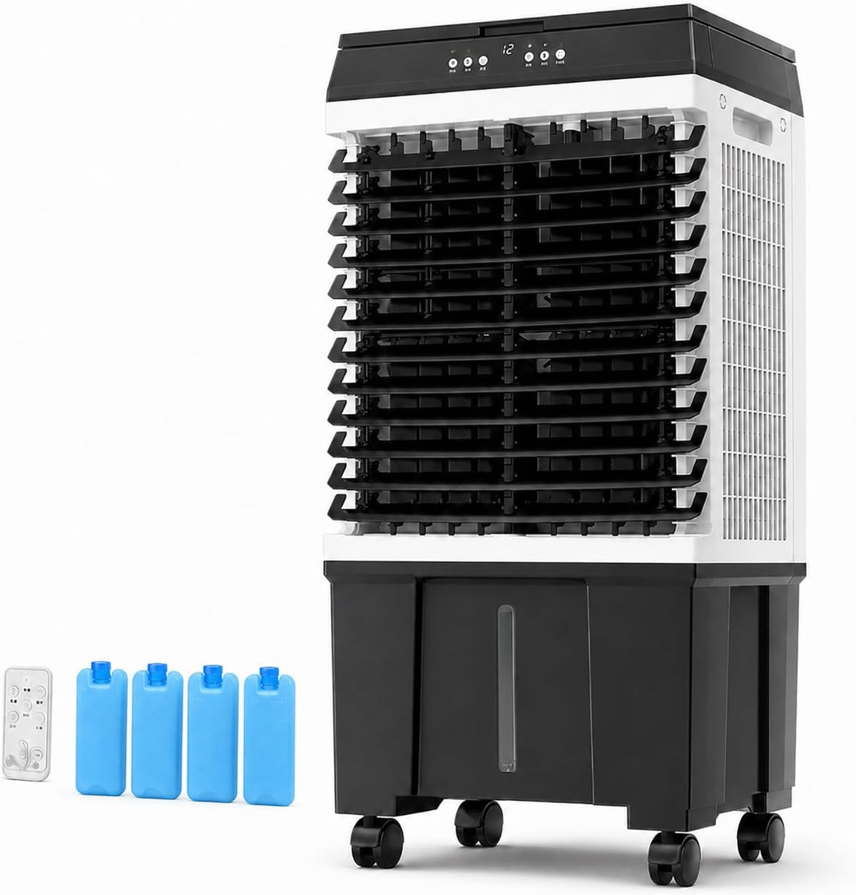 Klimatyzery ewaporacyjne, 0-12H, 40 l, 38 x 37 x 80 cm, 100 W, Czarny / Biały, pilot zdalnego sterowania