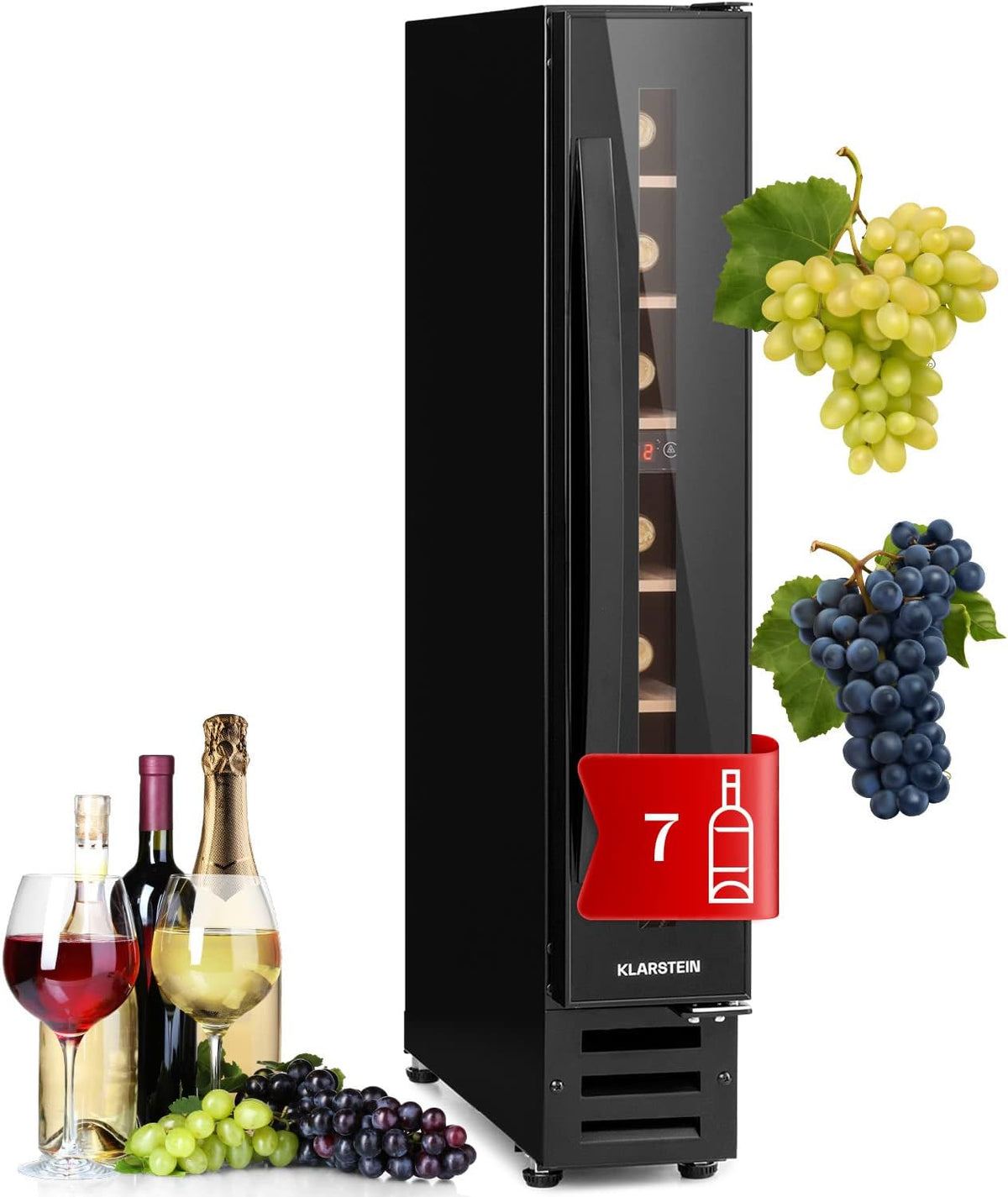 KLARSTEIN, Wolnostojące chłodziarki do wina, 20 l, Czarny, ochrona UV