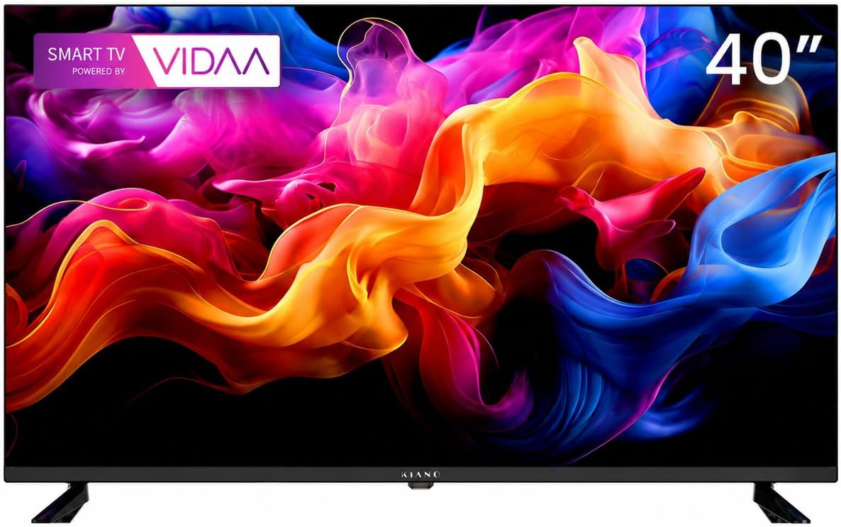 KIANO, Telewizor Smart TV, DVB-T2/S2/C, Czarny, oświetlenie LED, USB, Wi-Fi