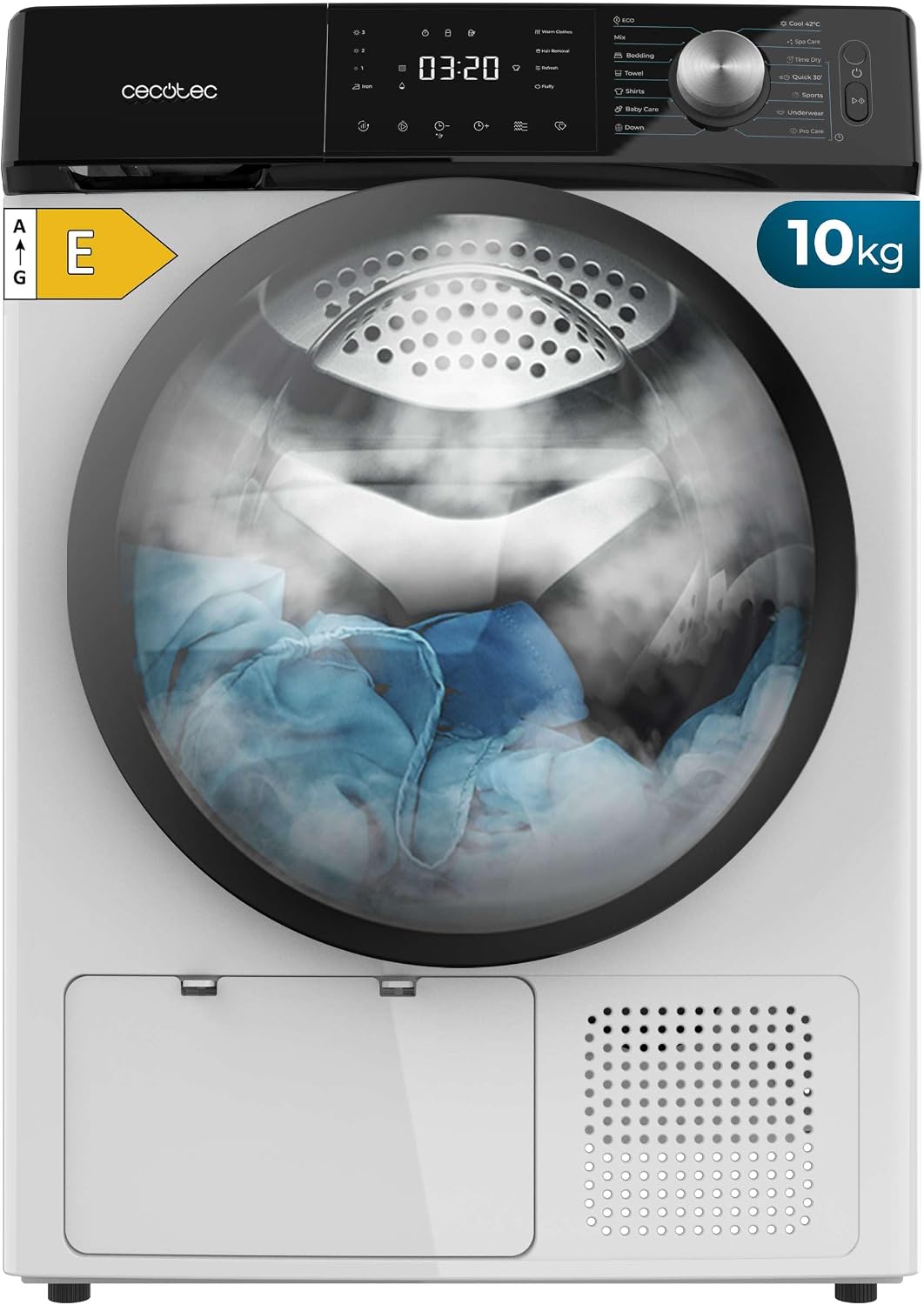 Cecotec, Suszarki z pompą ciepła, 10 kg, Biały