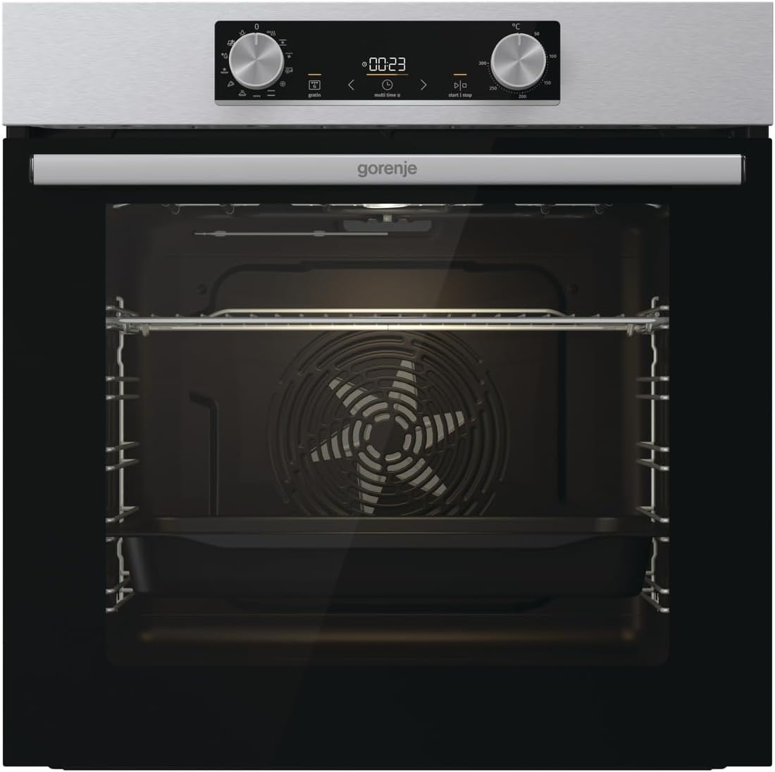 Gorenje, Piekarnik do zabudowy, BOP6737E02XK, 77 litrów, 60 cm, Czarny/Srebrny, samoczyszczenie