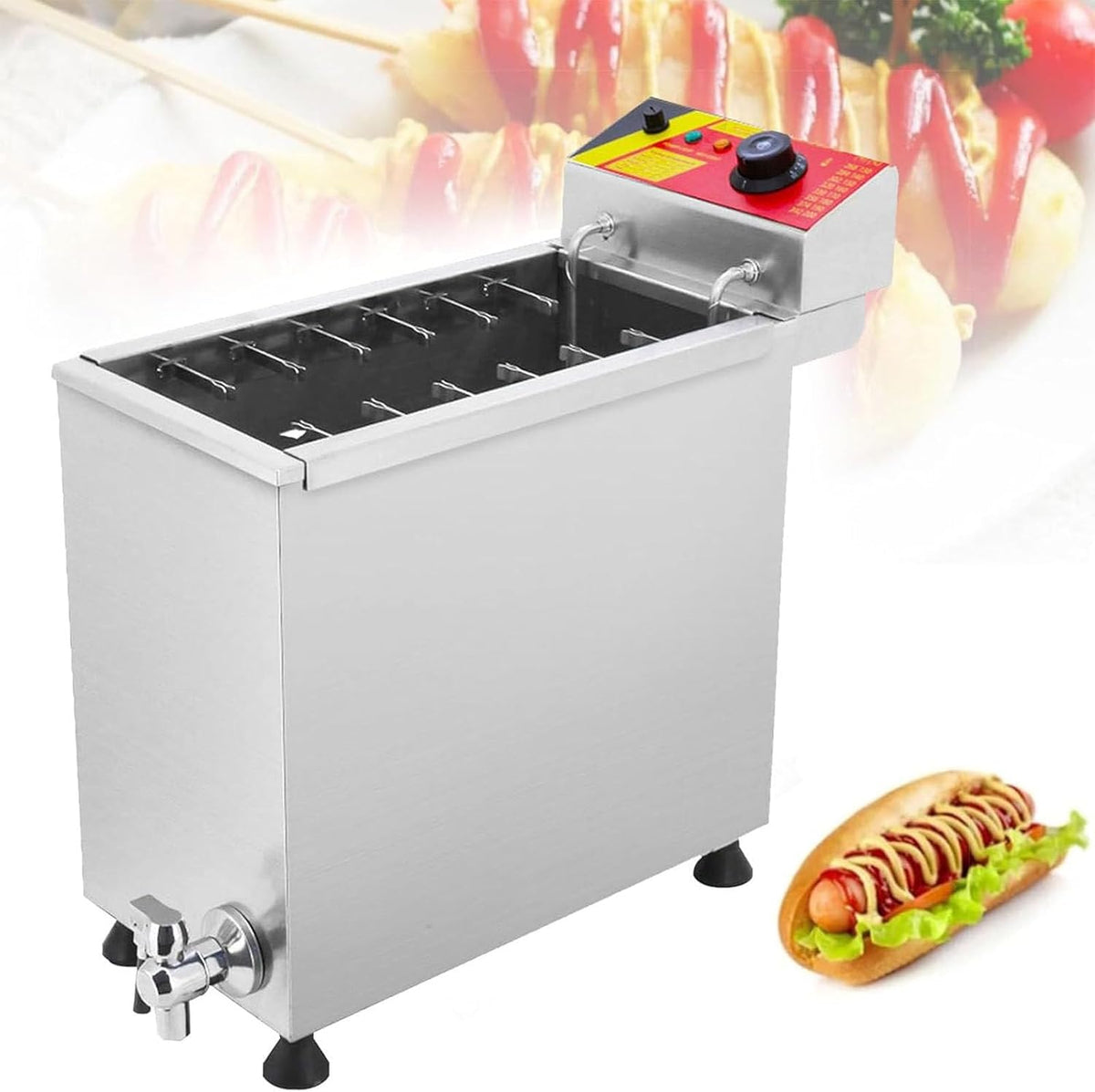 Aparatura do hot dogów, RayGenius, 25 l, 3000 W, 25.2x63x54.5 cm, Czarny, stal nierdzewna