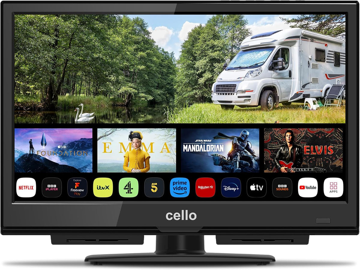 Telewizor Smart TV, C1624WS-12V, Cello, 12 V, 40 cm, Czarny, oświetlenie LED, USB, Bluetooth, Wi-Fi