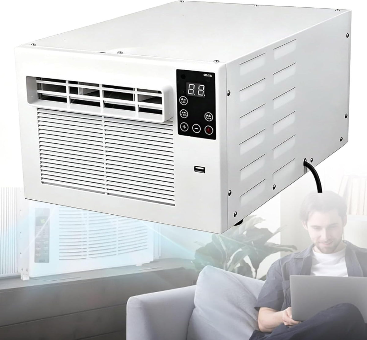 Oiyekntd, Klimatyzator, 280 W, 285 x 230 x 460 mm, 1876 BTU, Biały, pilot zdalnego sterowania