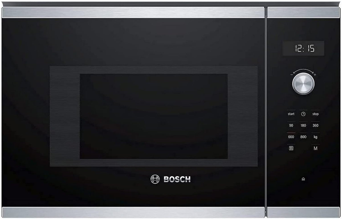 Bosch, Kuchenka mikrofalowa, BFL524MS0, 20 L, 800 W, 3,0 kg, Czarny/Srebrny, stal nierdzewna, oświetlenie LED, pilot zdalnego sterowania