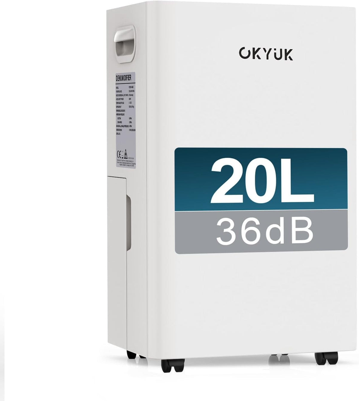 OKYUK, Osuszacz powietrza, 20 l, 60 m, 36 dB, Biały
