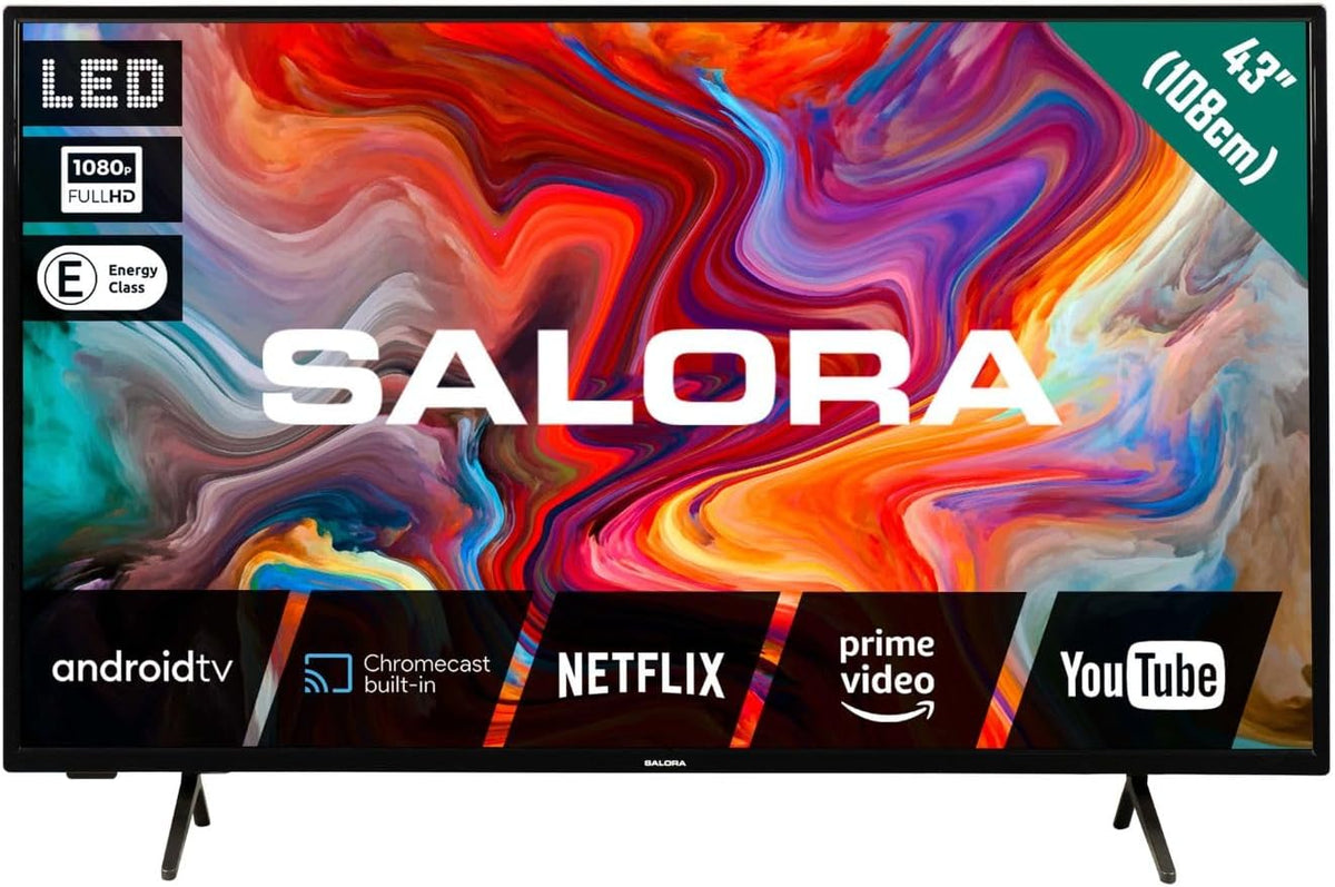 Telewizor Smart TV, SMART43TV, SALORA, 43 cali, Czarny, oświetlenie LED, USB, Bluetooth, Wi-Fi