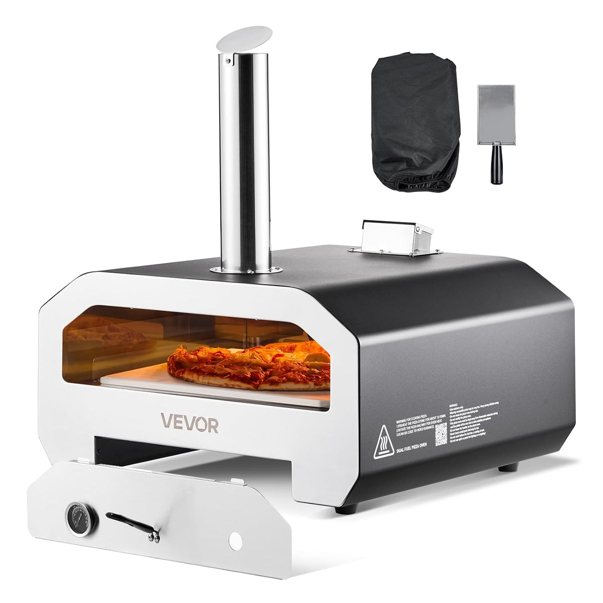 VEVOR, Piec do pizzy, 857 x 593 x 697 mm, 400 g, Czarny / Srebrny