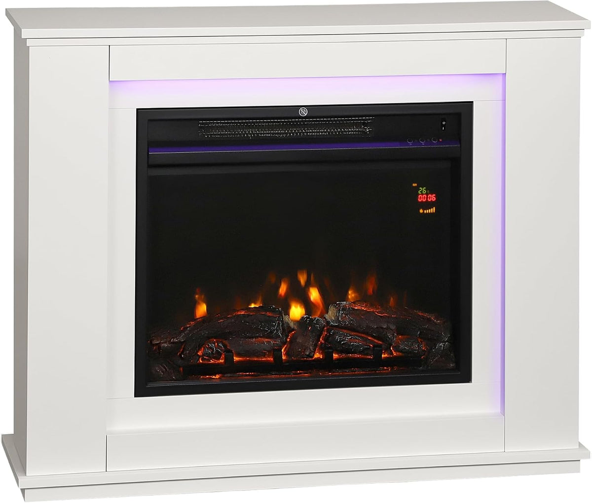 HOMCOM, Kominek elektryczny, W/2000, 1000 W, 30 m, 98 l, Biały, MDF