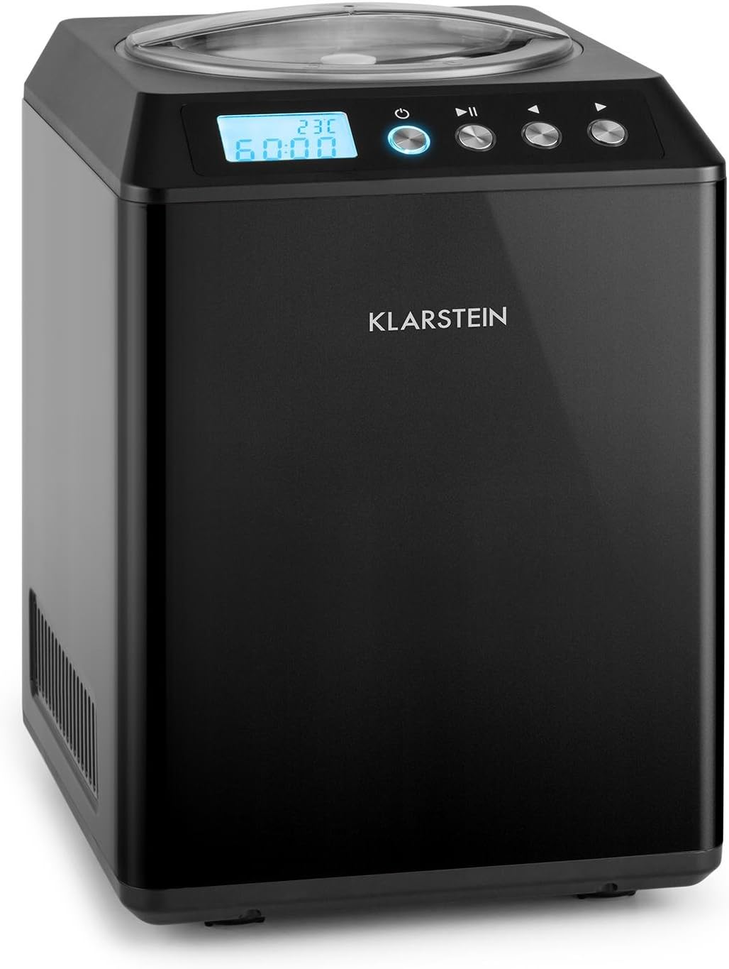Klarstein, Maszynka do lodów, 250 W, 2,5 l, Czarny, stal nierdzewna, oświetlenie LED, timer
